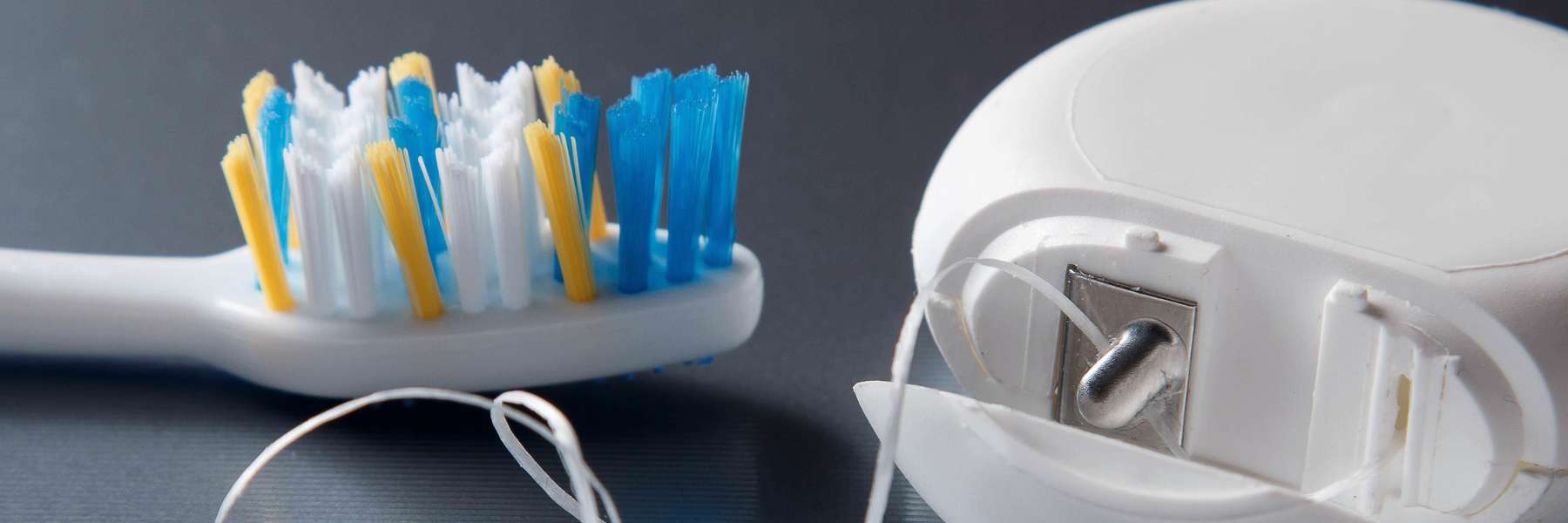 A toothbrush and floss